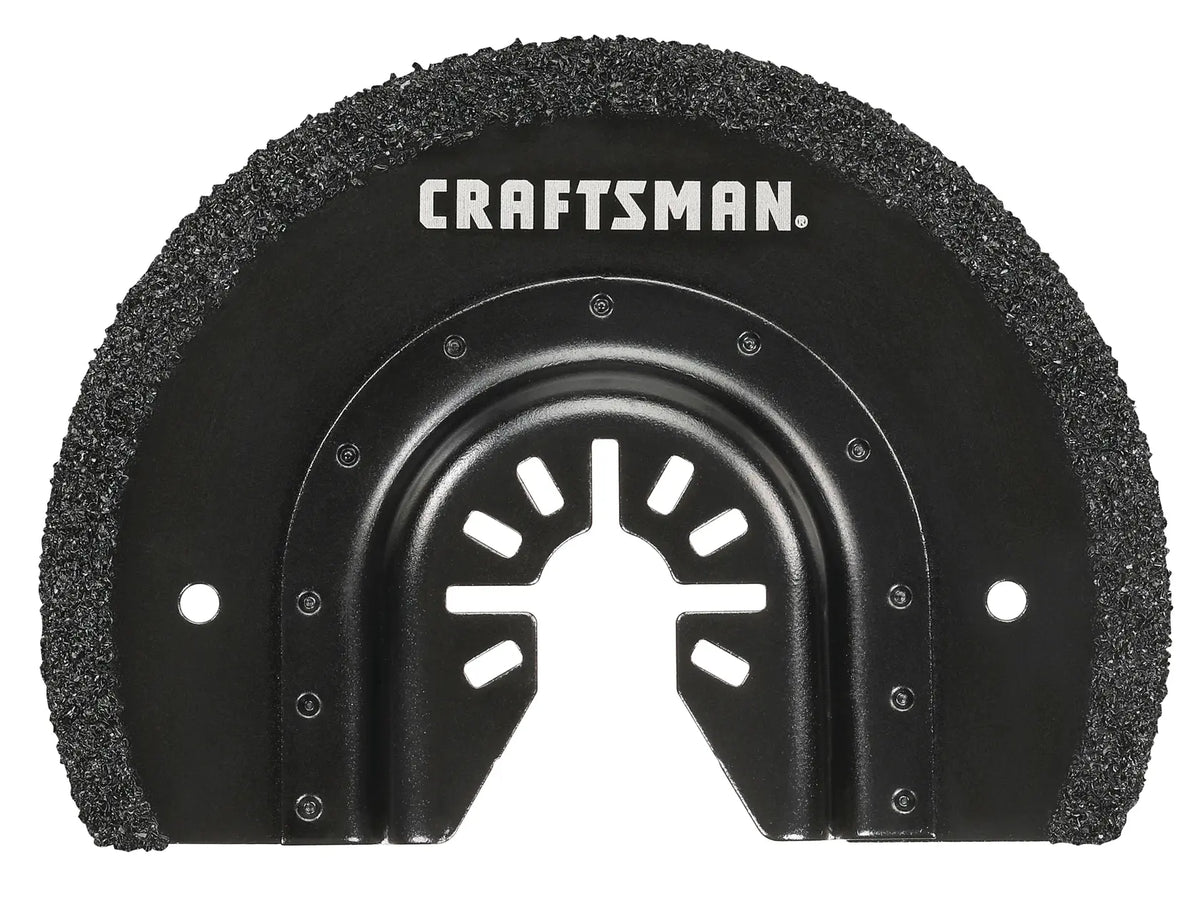 Photo of Craftsman carbide grit segment blade, black, front angle, SKU CMAO400, accessory for oscillating tools.