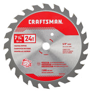 Photo of Craftsman 7-1/4 inch 24T circular saw blade, SKU CMAS272524, shown from front on white background.