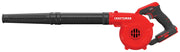 Photo of Craftsman cordless blower CMCBL0100B, red and black, side view on white background.