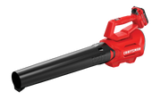 Photo of Craftsman cordless leaf blower CMCBL700D1, red and black, side angle, white background.