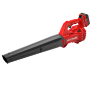 Photo of Craftsman cordless leaf blower CMCBL710M1 in red and black, angled on white background.