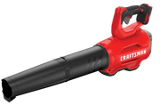 Photo of CRAFTSMAN leaf blower, red and black color, SKU CMCBL720B, side angle on white background.