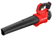 Photo of Craftsman cordless leaf blower CMCBL730B, red and black, side angle on white background.