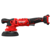 Photo of Craftsman cordless polisher CMCE150, red and black, side view on white background.