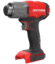 Photo of CRAFTSMAN cordless heat gun CMCE530B, in red and black, angled view on white background.