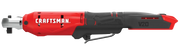 Photo of Craftsman cordless ratchet, red and black, SKU CMCF930B, side angle, V20 series.