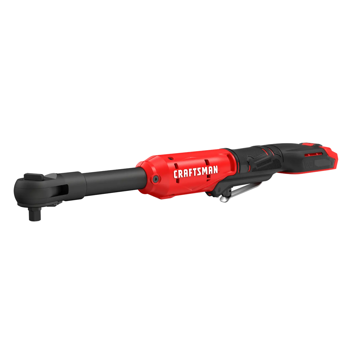 A red and black cordless ratchet wrench tool with the brand name 'Craftsman' displayed on the handle.