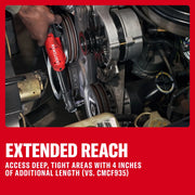 Photo of Craftsman CMCF936B extended reach ratchet being used on engine components in a tight automotive space.