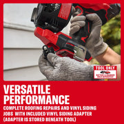 CRAFTSMAN power tool used for cutting siding, shown with gloved hands and versatile performance text.
