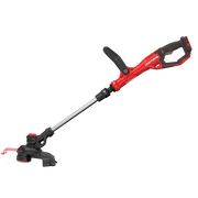 Photo of Craftsman cordless string trimmer CMCST900B, red and black, side angle, on white background.