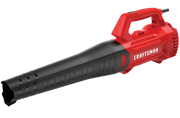 Photo of Craftsman electric leaf blower CMEBL710, red and black, side angle on white background.