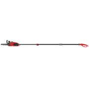 Photo of CRAFTSMAN CMECSP610 electric pole saw, red and black, side angle, extendable pole tool.