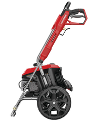 Photo of Craftsman pressure washer CMEPW2100, red and black, side view, large wheels and spray wand.