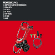 Photo of Craftsman CMEPW2100 electric pressure washer set with nozzles, hose, and wand on white background.