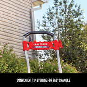 Photo of Craftsman pressure washer handle with red tip storage, model CMEPW2100, outdoors near a house.