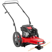 Photo of Craftsman gas-powered walk-behind string trimmer CMGT232501, front angle, red deck on white background.