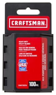 Craftsman heavy duty utility blades pack CMHT11921A, 100 pieces, on white background, front view.