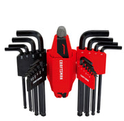 Photo of Craftsman hex key set with red holders CMHT26028, front angle on white background.