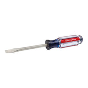 Craftsman flathead screwdriver with clear and red handle, side angle, SKU CMHT65014