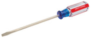 Craftsman CMHT65018 flathead screwdriver with clear and blue handle, side angle, white background.