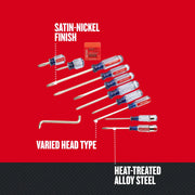 Photo of Craftsman screwdriver set CMHT65044, varied head types, satin-nickel finish, heat-treated alloy steel.