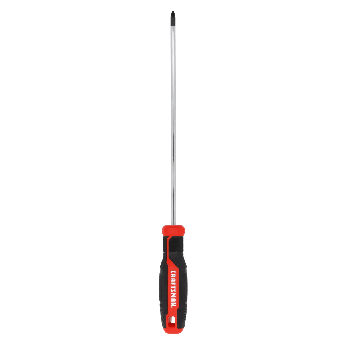 Craftsman CMHT65153 Phillips screwdriver, red and black handle, front angle on white background.