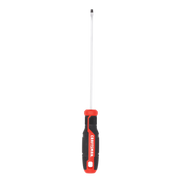 Photo of Craftsman flathead screwdriver with black and red handle, long shaft, CMHT65159, front angle on white background.