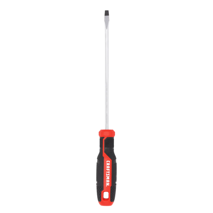 Photo of Craftsman flathead screwdriver CMHT65161, black and red handle, front angle on white background.
