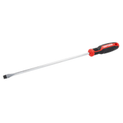 Craftsman flathead screwdriver with black and red handle, SKU CMHT65167, side angle, on white background.