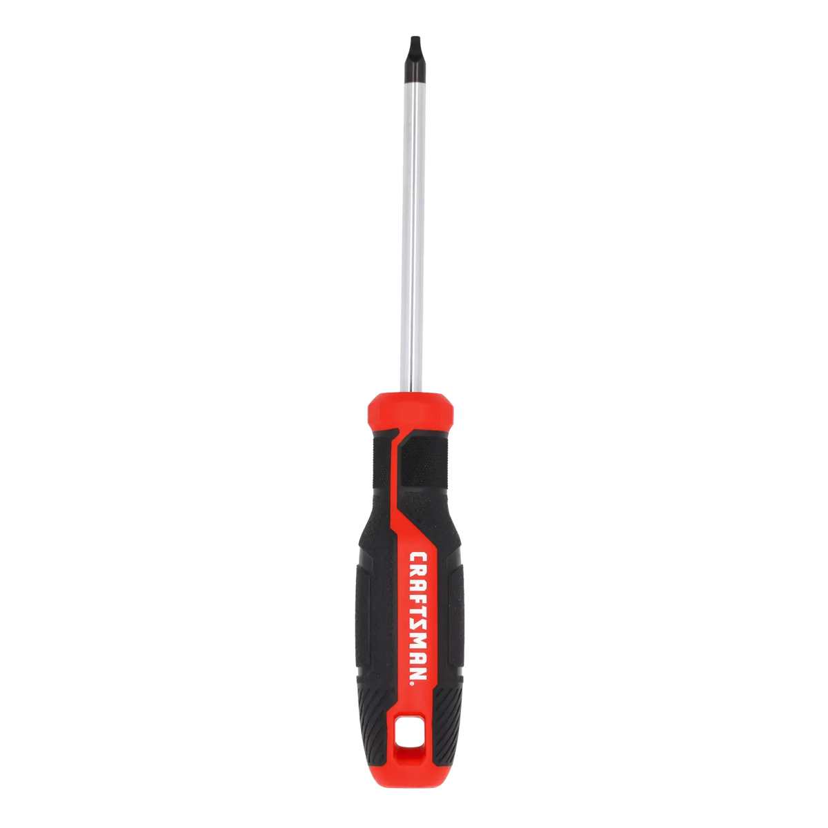 Photo of Craftsman Phillips screwdriver CMHT65172 with red and black handle, front view on white background.