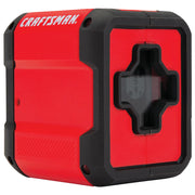 Craftsman CMHT77629 red and black self-leveling laser level, front angle, white background.