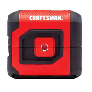 Front angle photo of Craftsman red and black laser level, SKU CMHT77630, with visible lens.