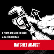 Craftsman graphics CMHT82250 showing ratchet adjust instructions for adjustable wrench in black and white.