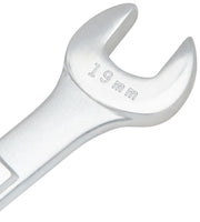 Craftsman 19mm open-end wrench, close-up photo, silver finish, SKU CMMT10947, white background.
