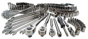 CRAFTSMAN CMMT12035L mechanic tool set with ratchets, wrenches, sockets, screwdriver, front angle photo.