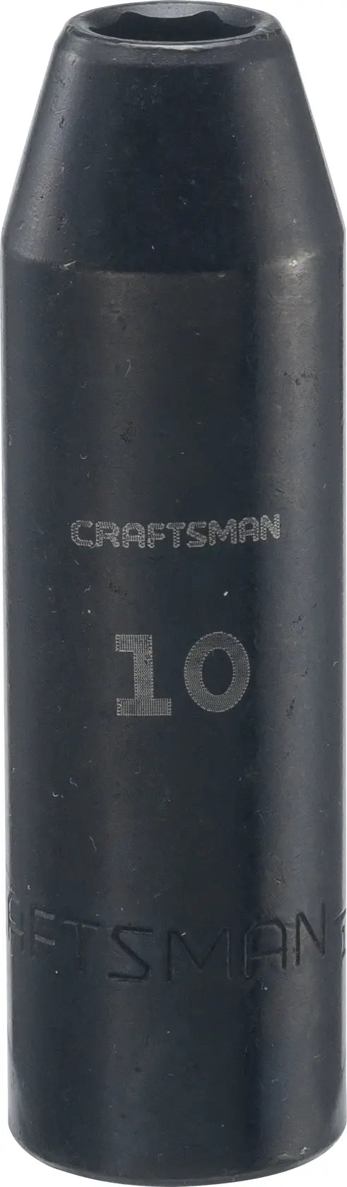 Craftsman CMMT13007 black deep socket, 10mm size, upright front view on white background.