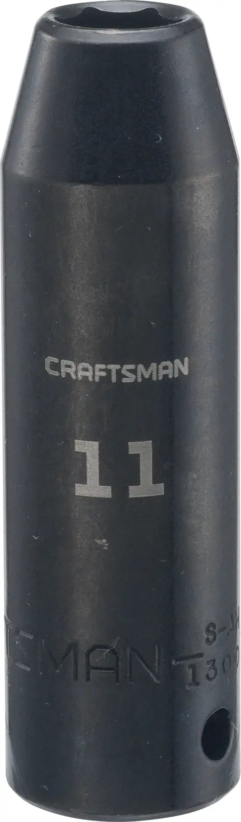 Photo of Craftsman deep impact socket 11mm, SKU CMMT13008, black finish, upright view on white background.
