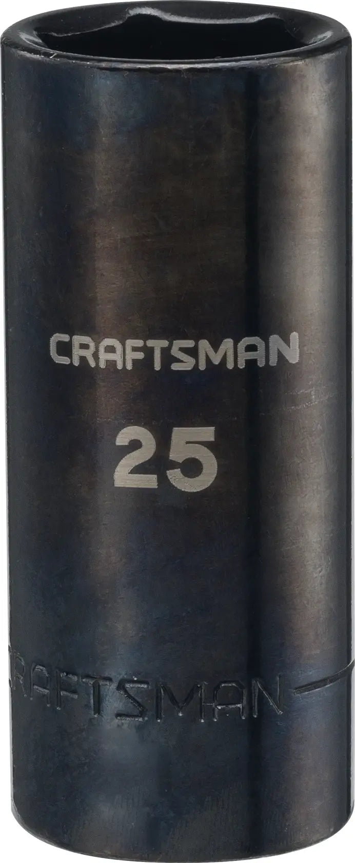 CRAFTSMAN CMMT13010 25mm deep socket, black finish, front view on white background.