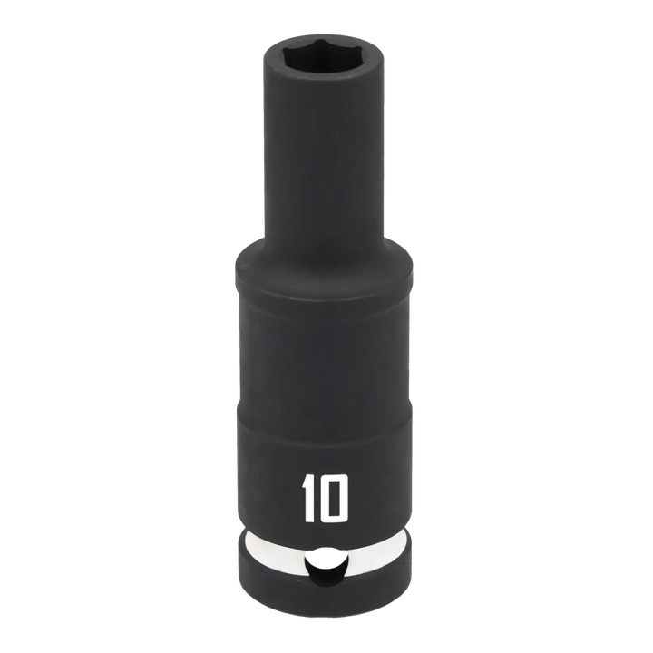 A close-up image of a black Craftsman deep socket tool with a 10 mm size marking on the side.