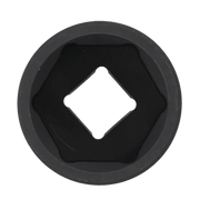 Close-up image of a black Craftsman socket, showing the hexagonal inner shape with a square drive opening in the center, viewed from above.
