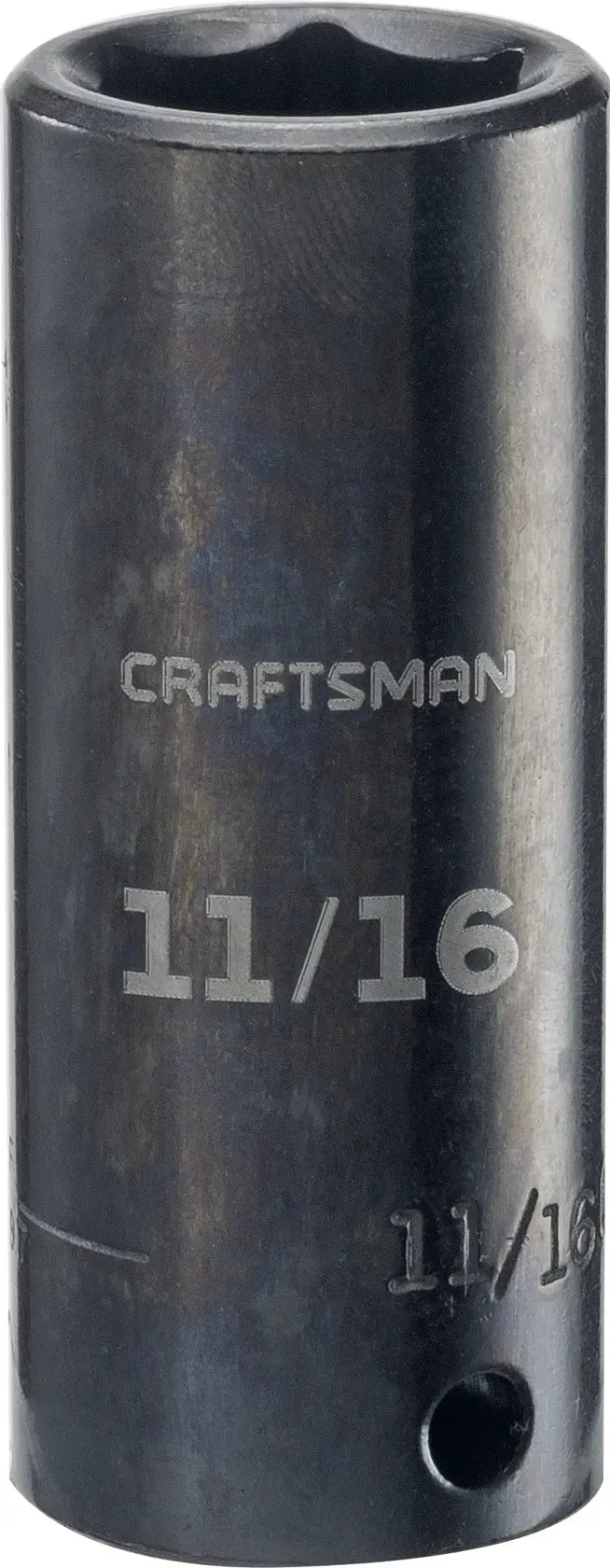 Craftsman 11/16 inch deep socket, black finish, front angle, CMMT15897.