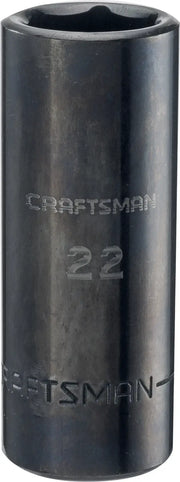Craftsman deep 22mm socket, black finish, CMMT16085, photographed on white background.