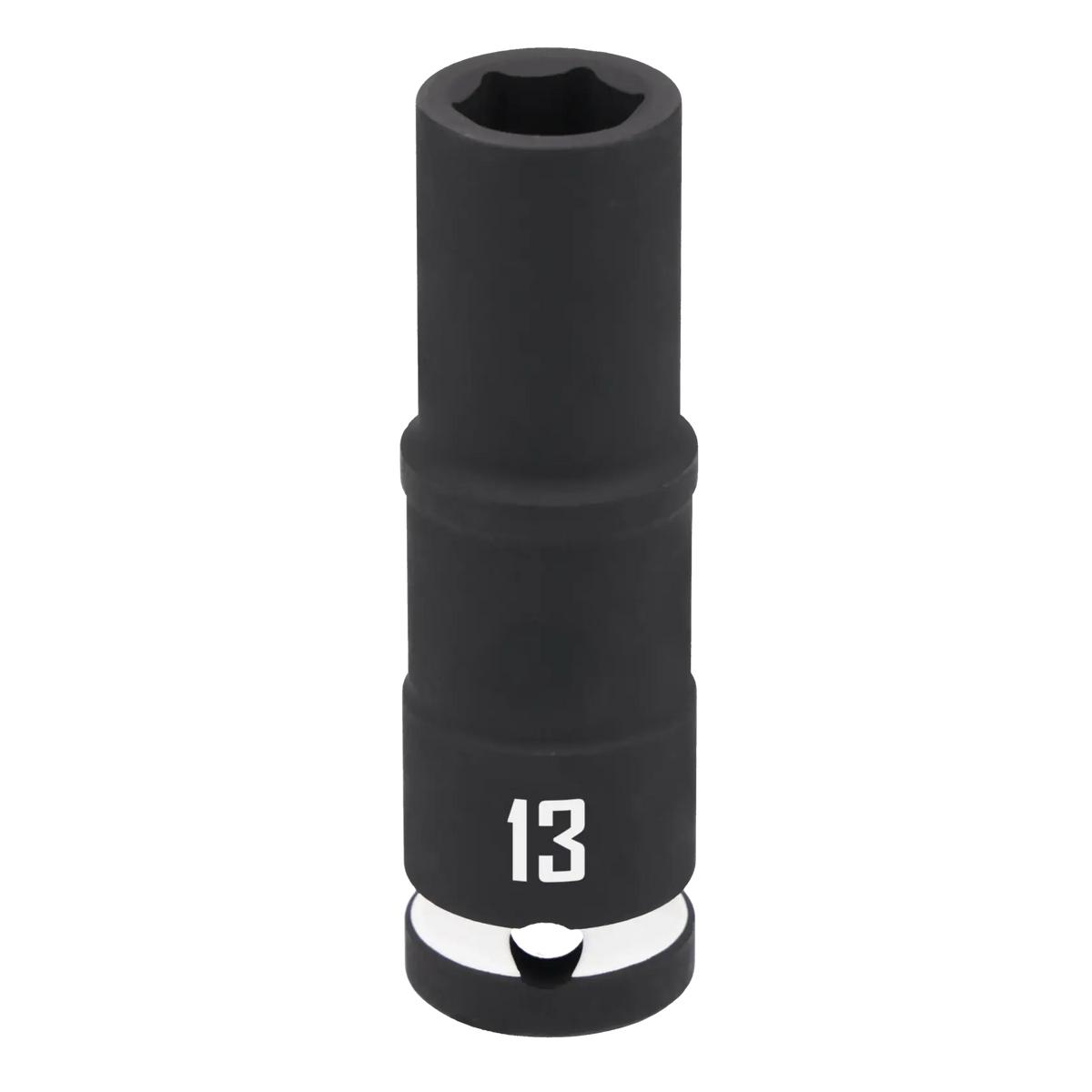 A black Craftsman deep socket with the number 13 printed on it, used for fastening or loosening nuts and bolts.