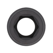 A close-up image of a black Craftsman socket with a hexagonal opening, viewed from above against a white background.