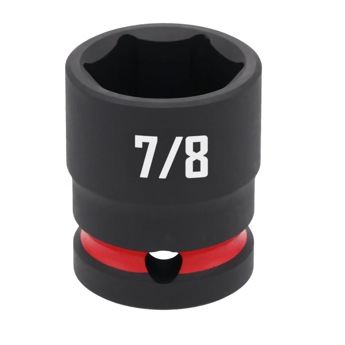 A close-up of a black Craftsman 7/8 inch socket with a red ring near the base.