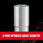 Craftsman chrome socket with 6-point optimized geometry, SKU CMMT17360V, graphics category, front angle.