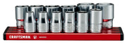 Front angle photo of Craftsman socket set on red tray, SKU CMMT17530V, chrome finish, tool category.