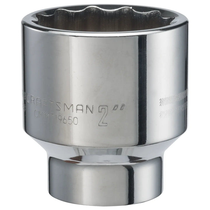 Craftsman CMMT19650 chrome socket, 2 inch size, close-up on white background.