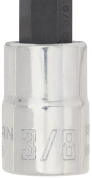 Craftsman hex bit socket CMMT34447, chrome finish, 3/8 inch size, close-up on white background.