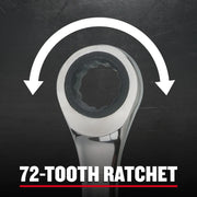 CRAFTSMAN 72-tooth ratchet wrench head graphics, SKU CMMT38961, close-up angle on black background.